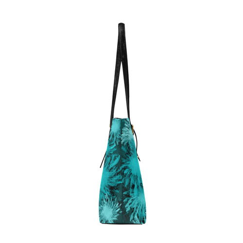 Abstract Turquoise frosty flowers, pattern Euramerican Tote Bag/Large (Model 1656)