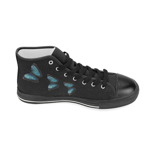 Morpho hyacintus butterflies painting Women's Classic High Top Canvas Shoes (Model 017)