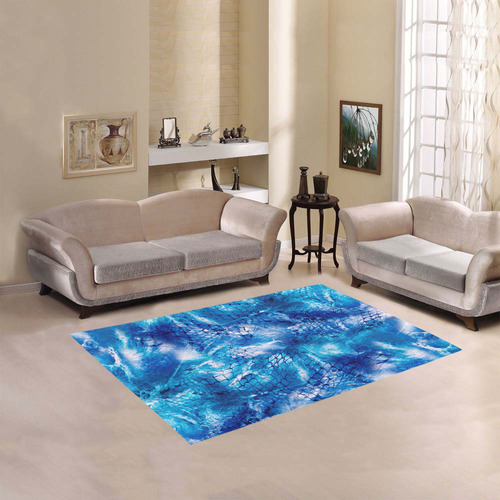 Blue Nautical Design Fishnet Print Rug Area Rug 5'3''x4'