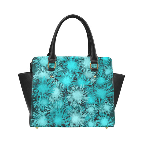 Abstract Turquoise frosty flowers, pattern Classic Shoulder Handbag (Model 1653)