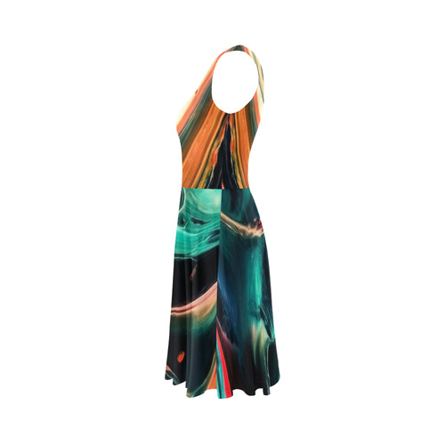 DRESS ABSTRACT COLORFUL PAINTING II-B3 no3 Sleeveless Ice Skater Dress (D19)