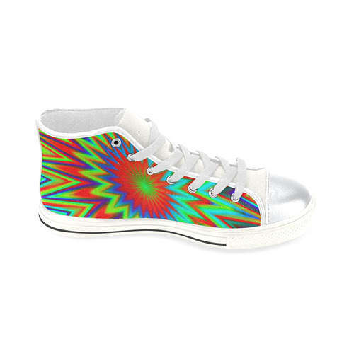 Red Yellow Blue Green Colorful Psychedelic High Top Canvas Women's Shoes/Large Size (Model 017)