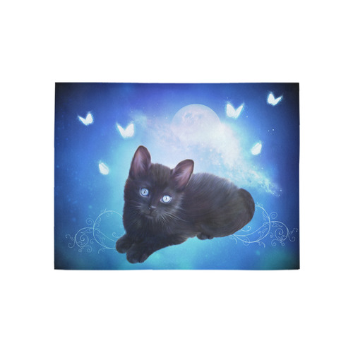 Cute little back kitten Area Rug 5'3''x4'