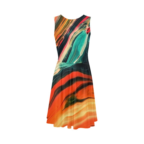 DRESS ABSTRACT COLORFUL PAINTING II-B3 no4 Sleeveless Ice Skater Dress (D19)