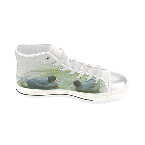Blue Ducks in Pond, watercolor birds Women's Classic High Top Canvas Shoes (Model 017)