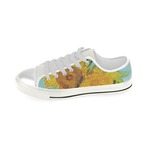 Van Gogh Sunflowers Low Top Canvas Shoes for Kid (Model 018)