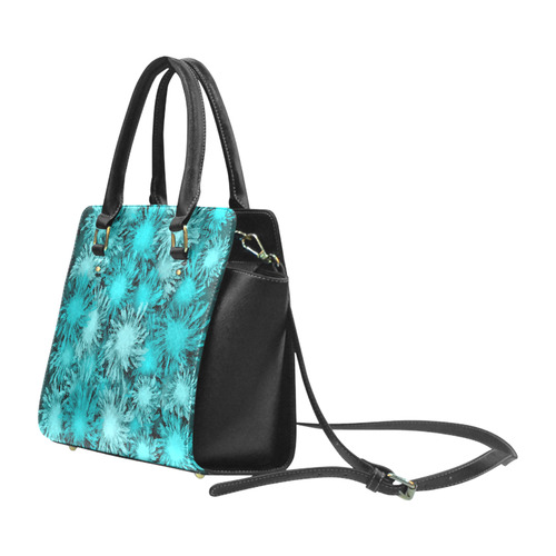 Abstract Turquoise frosty flowers, pattern Classic Shoulder Handbag (Model 1653)