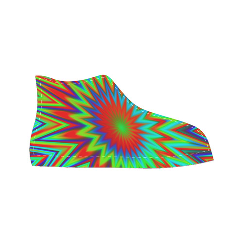 Red Yellow Blue Green Colorful Psychedelic High Top Canvas Women's Shoes/Large Size (Model 017)