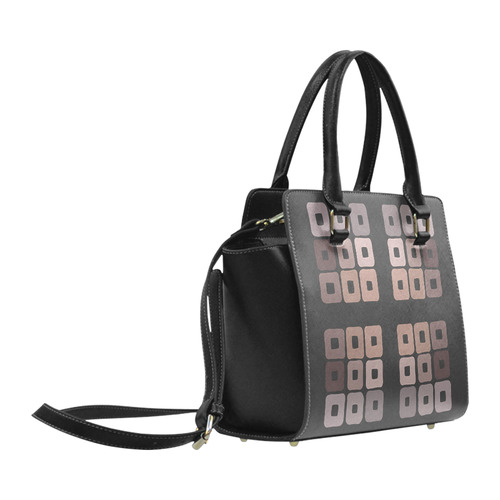 All shades of coffee - Brown squared pattern. Classic Shoulder Handbag (Model 1653)