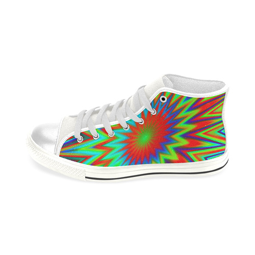 Red Yellow Blue Green Colorful Psychedelic Men’s Classic High Top Canvas Shoes (Model 017)