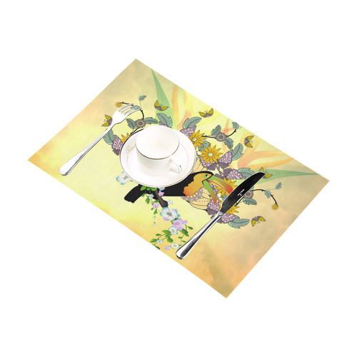 Toucan with flowers Placemat 12’’ x 18’’ (Two Pieces)