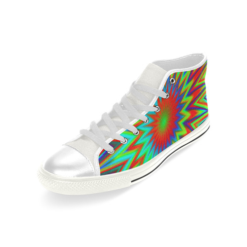 Red Yellow Blue Green Colorful Psychedelic Men’s Classic High Top Canvas Shoes (Model 017)