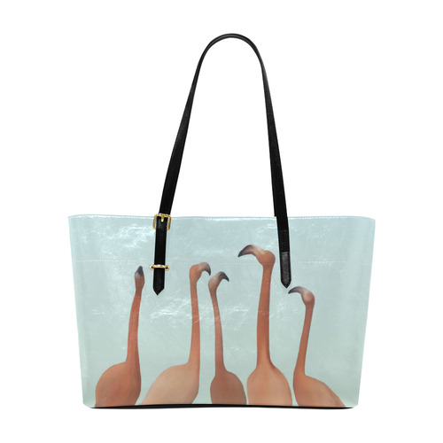 Flamingo Mingle, watercolor, birds Euramerican Tote Bag/Large (Model 1656)