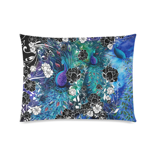 Peacock Garden Flowers Art Print Decor Pillow Custom Zippered Pillow Case 20"x26"(Twin Sides)