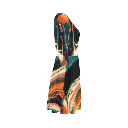 ABSTRACT COLORFUL PAINTING II-B3_no8 3/4 Sleeve Sundress (D23)
