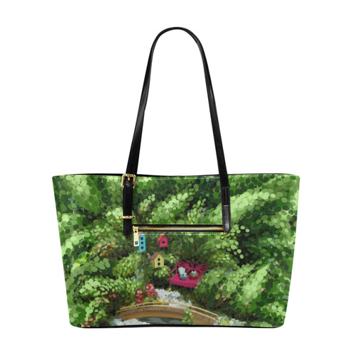 Birds and nest boxes in fairy tale garden, kids Euramerican Tote Bag/Large (Model 1656)