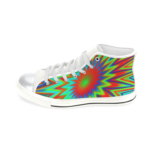 Red Yellow Blue Green Colorful Psychedelic High Top Canvas Women's Shoes/Large Size (Model 017)