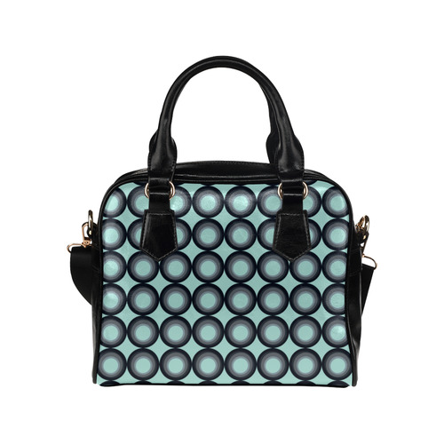 Psychedelic circles,blue vintage pattern style Shoulder Handbag (Model 1634)