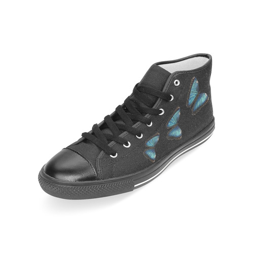 Morpho hyacintus butterflies painting Women's Classic High Top Canvas Shoes (Model 017)