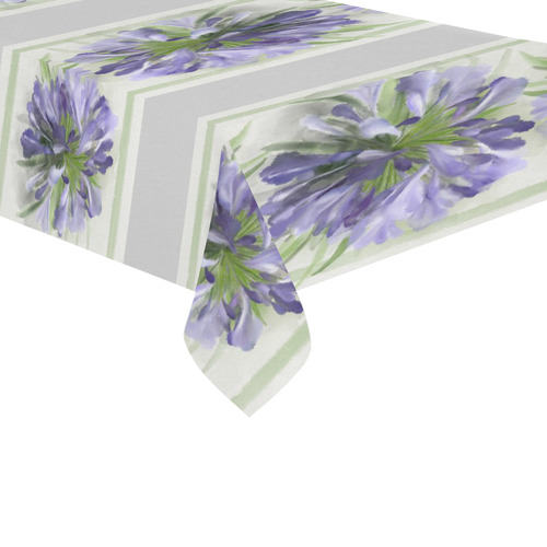 3 Delicate Purple Flowers, floral watercolor Cotton Linen Tablecloth 60"x 104"
