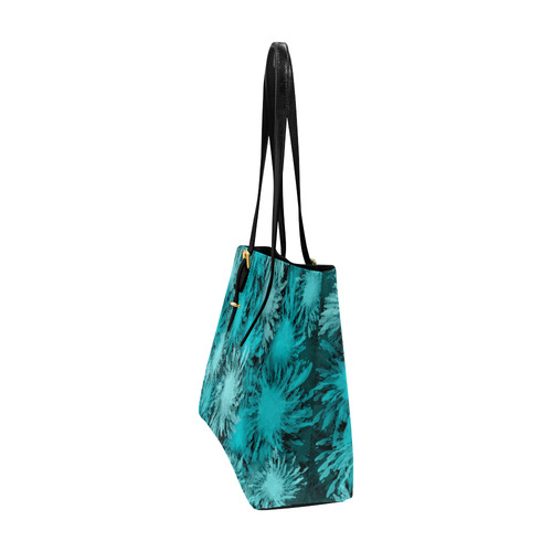 Abstract Turquoise frosty flowers, pattern Euramerican Tote Bag/Large (Model 1656)