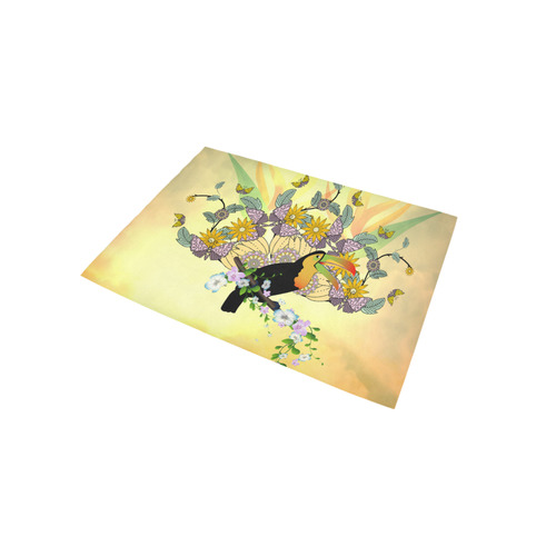 Toucan with flowers Area Rug 5'x3'3''