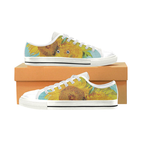 Van Gogh Sunflowers Low Top Canvas Shoes for Kid (Model 018)