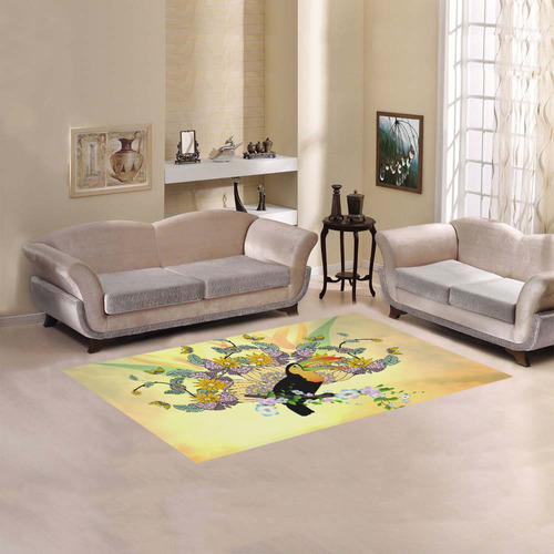 Toucan with flowers Area Rug 5'x3'3''