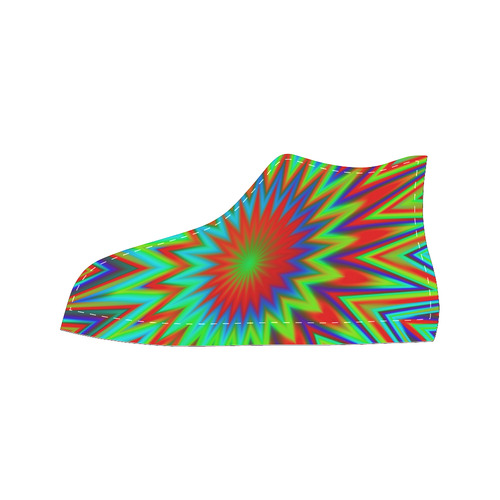 Red Yellow Blue Green Colorful Psychedelic Men’s Classic High Top Canvas Shoes (Model 017)