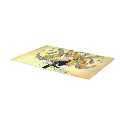 Toucan with flowers Area Rug 7'x3'3''