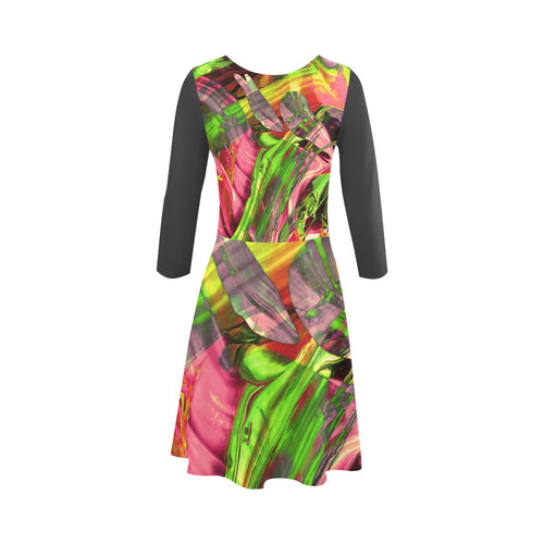 ABSTRACT COLORFUL PAINTING I-B_no6 3/4 Sleeve Sundress (D23)