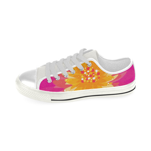 Orange Blossom on Pink Low Top Canvas Shoes for Kid (Model 018)