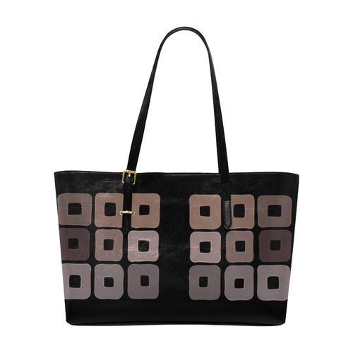All shades of coffee - Brown squared pattern. Euramerican Tote Bag/Large (Model 1656)