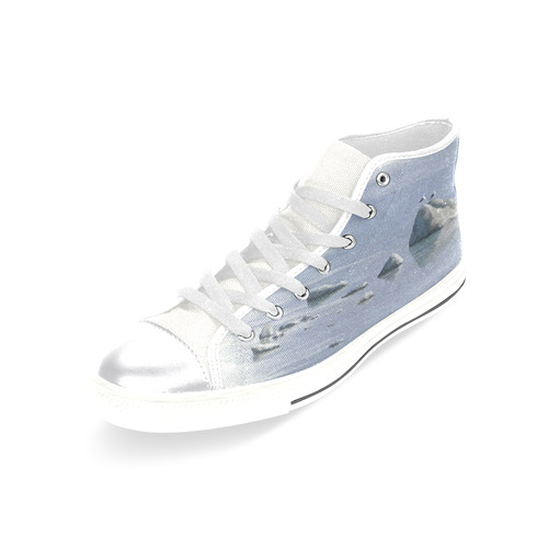 Seagulls on stones, watercolor birds Women's Classic High Top Canvas Shoes (Model 017)