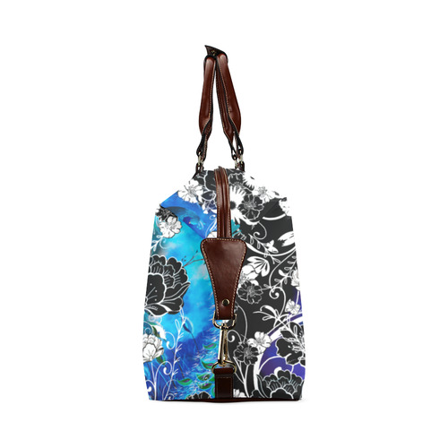 Peacock Flower Scroll Stripe Print Travel Bag Classic Travel Bag (Model 1643) Remake