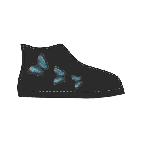 Morpho hyacintus butterflies painting Women's Classic High Top Canvas Shoes (Model 017)