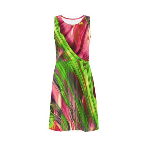 DRESS ABSTRACT COLORFUL PAINTING I-B_no3 Sleeveless Ice Skater Dress (D19)