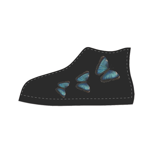 Morpho hyacintus butterflies painting Women's Classic High Top Canvas Shoes (Model 017)