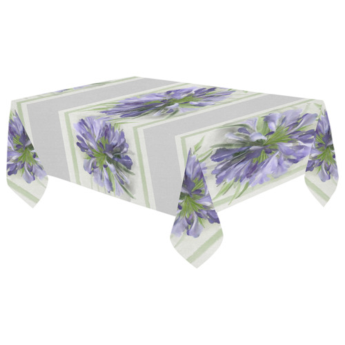 3 Delicate Purple Flowers, floral watercolor Cotton Linen Tablecloth 60"x 104"