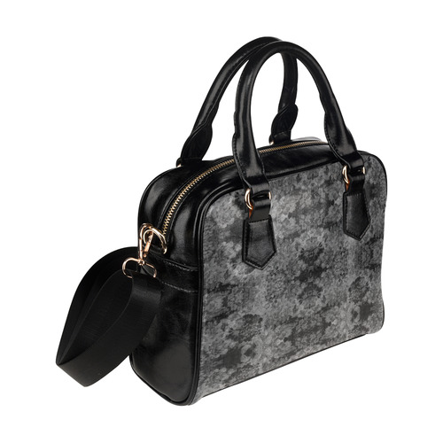 Floral Damask Dark Gray Shoulder Handbag (Model 1634)