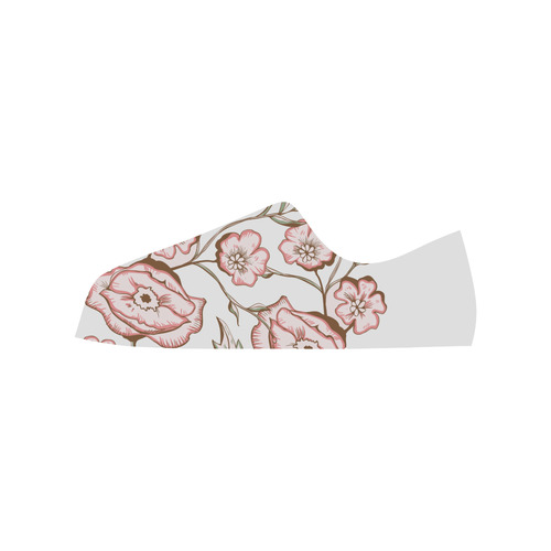 Pink flowers on the Vine Low Top Canvas Shoes for Kid (Model 018)