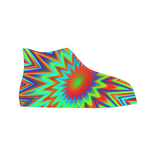 Psychedelic Retro Color Explosion Men’s Classic High Top Canvas Shoes /Large Size (Model 017)