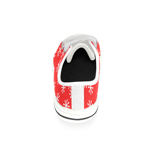 Red and White Snowflakes Low Top Canvas Shoes for Kid (Model 018)