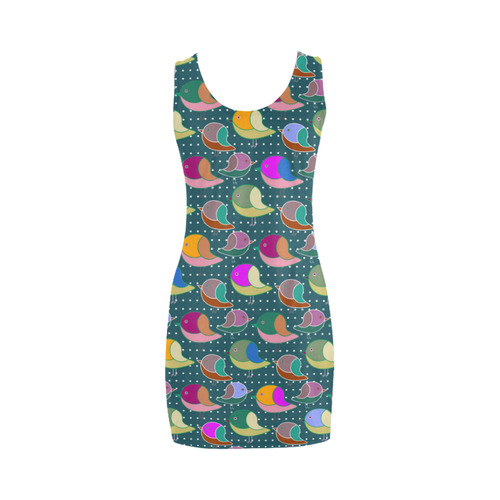 Simply Geometric Cute Birds Pattern Colored Medea Vest Dress (Model D06)