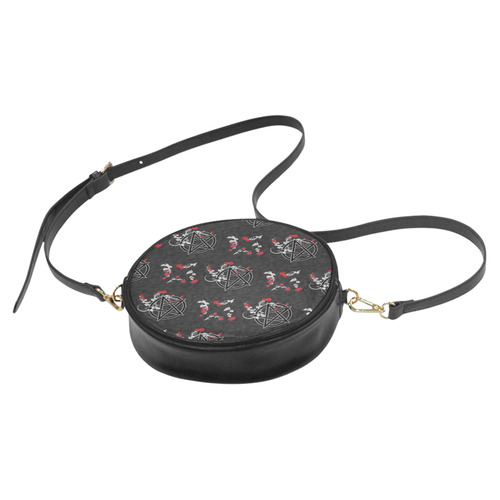 Red Roses Pentacles Pagan Goth Art Print Round Sling Bag (Model 1647)