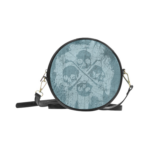 Grunge Skulls Blue Goth Grunge Round Sling Bag (Model 1647)