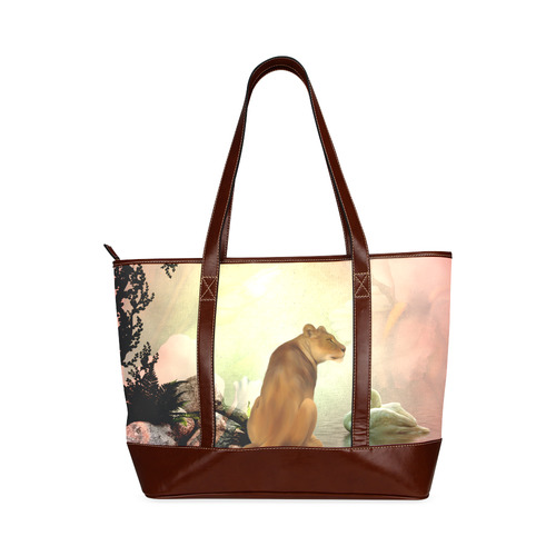 Awesome lioness in a fantasy world Tote Handbag (Model 1642)