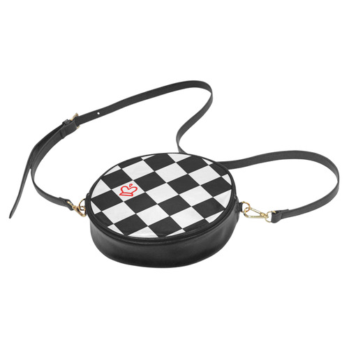 Queen of Hearts chessboard art Round Sling Bag (Model 1647)