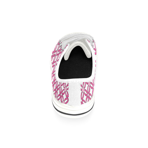 Pink Flowers Low Top Canvas Shoes for Kid (Model 018)