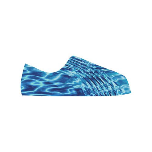 Blue Waves of Water Low Top Canvas Shoes for Kid (Model 018)